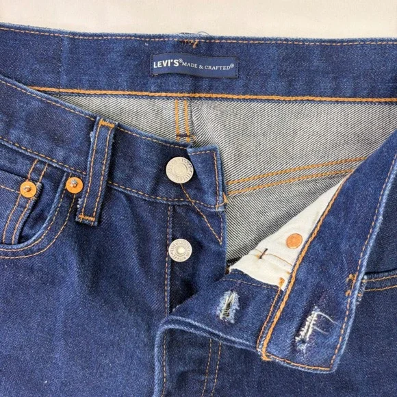 Levi's Made & Crafted Mens 501 Original Selvedge Jeans Big E Dark Wash 28x 34 - Picture 12 of 16